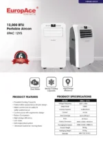 EuropAce EPAC 12Y5 12K BTU Dual Motor Portable Air Con - 1 Year EuropAce Warranty - Image 2