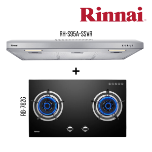 RINNAI RH-S95A-SSVR SLIMLINE HOOD + RB-782G 2 BURNER BUILT-IN HOB TEMPERED GLASS (BLACK) TOP PLATE BUNDLE DEAL!