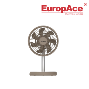 EUROPACE EUF3753D 7" RECHARGEABLE DC FAN WITH ADJUSTABLE HEIGHT (BROWN) + 1 YEAR WARRANTY