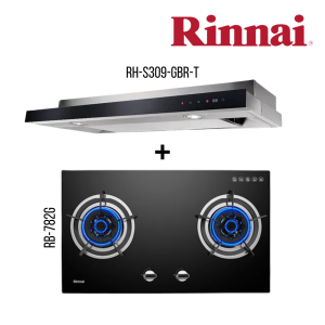 RINNAI RH-S309-GBR-T SLIMLINE HOOD + RB-782G 2 BURNER BUILT-IN HOB TEMPERED GLASS (BLACK) TOP PLATE BUNDLE DEAL!