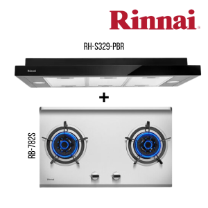 RINNAI RH-S329-PBR SLIMLINE HOOD + RB-782S 2 BURNER BUILT-IN HOB STAINLESS STEEL TOP PLATE BUNDLE DEAL!